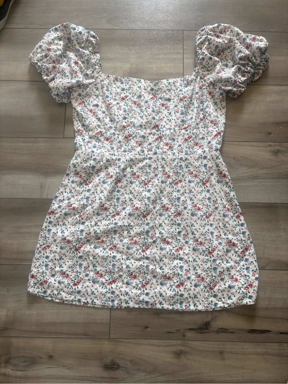White Floral Puff-Sleeve victorian maiden cottage chic hottie  size xl